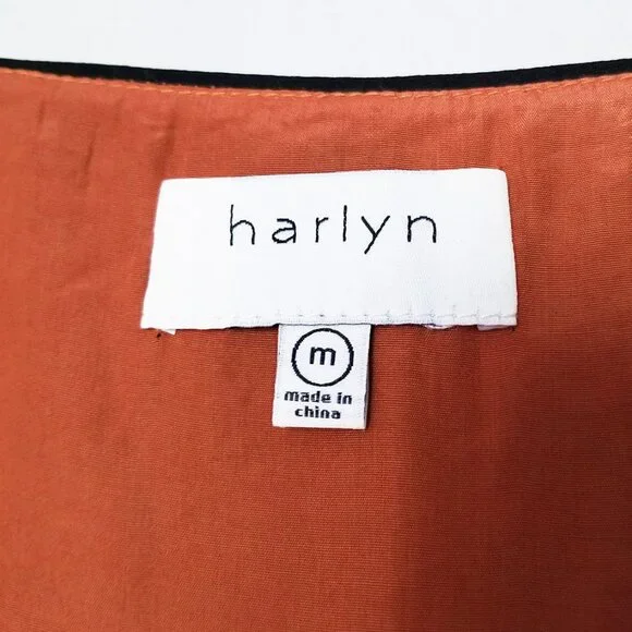 HARLYN Anthropologie 100% Silk Mini Shift Dress Orange Rust Colorblock Geometric - Picture 5 of 15